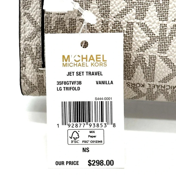 Michael Kors Large trifold Wallet Vanilla/Brown - Picture 7 of 7